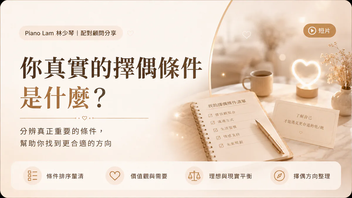 Piano Lam 分享擇偶條件與選擇合適對象方向